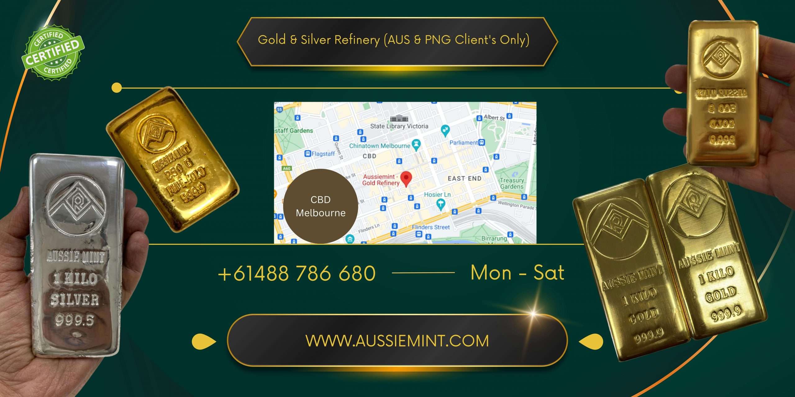 Aussiemnt blog banner showing Gold and Silver bars from our refinery