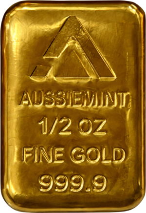 1/2 oz Aussiemint Gold Cast Bar 9999 Gold