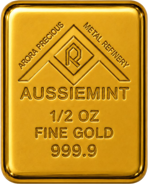 1/2 oz Aussiemint Gold Cast Bar 9999 Gold