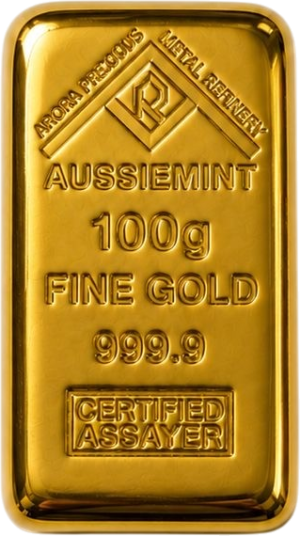 100 grams Aussiemint Gold Cast Bar 9999 Gold