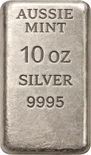 10 oz Aussiemint Silver Cast Bar 9995 Silver