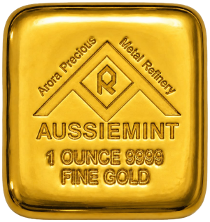 1 oz Aussiemint Gold Cast Bar 9999 Gold