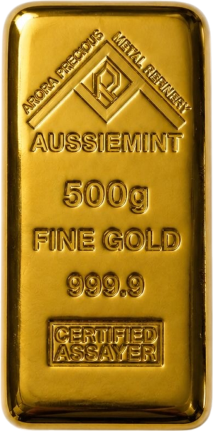 500 grams Aussiemint Gold Cast Bar 9999 Gold