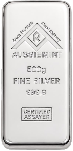 500 grams Aussiemint Silver Cast Bar 9995 Silver